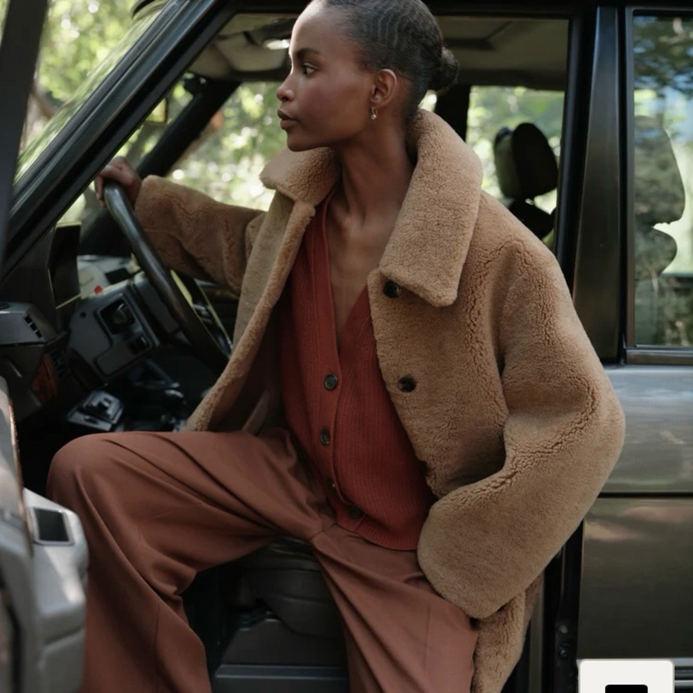 Jenni Kayne Shearling Aurora Coat, Camel, S *NWT* - Picture 3 of 6